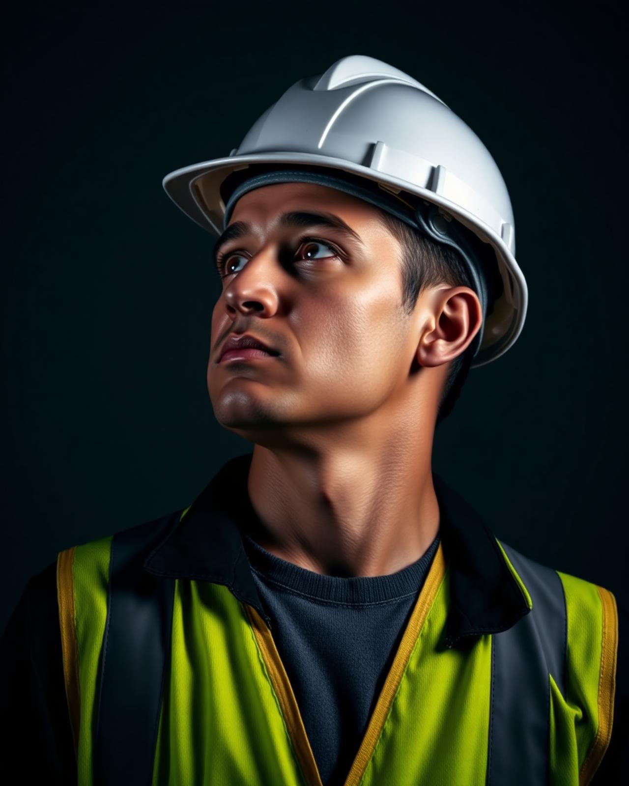 A site engineer looking upward